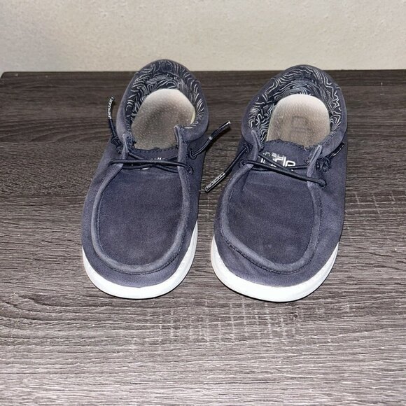 Hey Dude Wally Navy Lightweight Slip On Casual Comfort Shoes Youth Size 3 - Picture 4 of 8